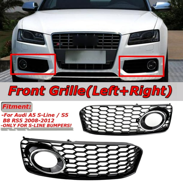 For 2008-2012 Audi A5 S5 B8 RS5 Style Front Grill Upper Bumper Grille W/ Quattro